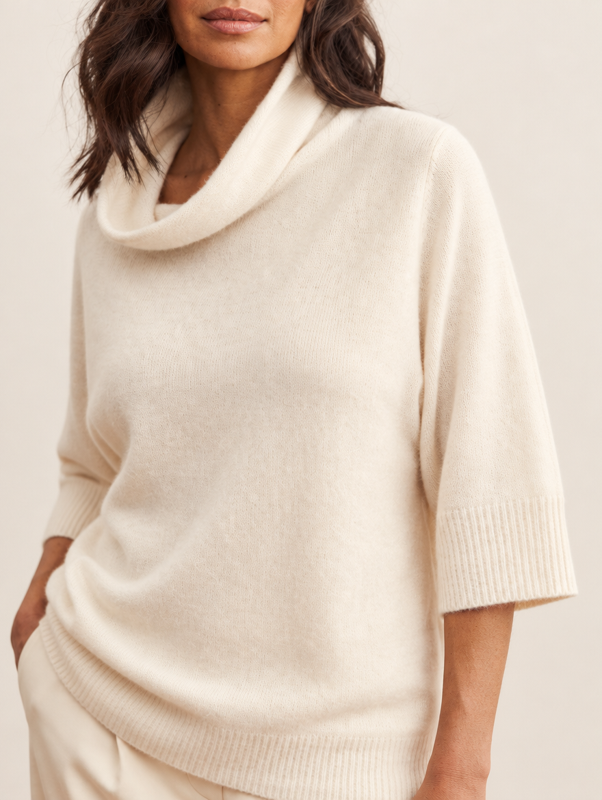 Eloise soft knit funnel-neck jumper, neckline detail