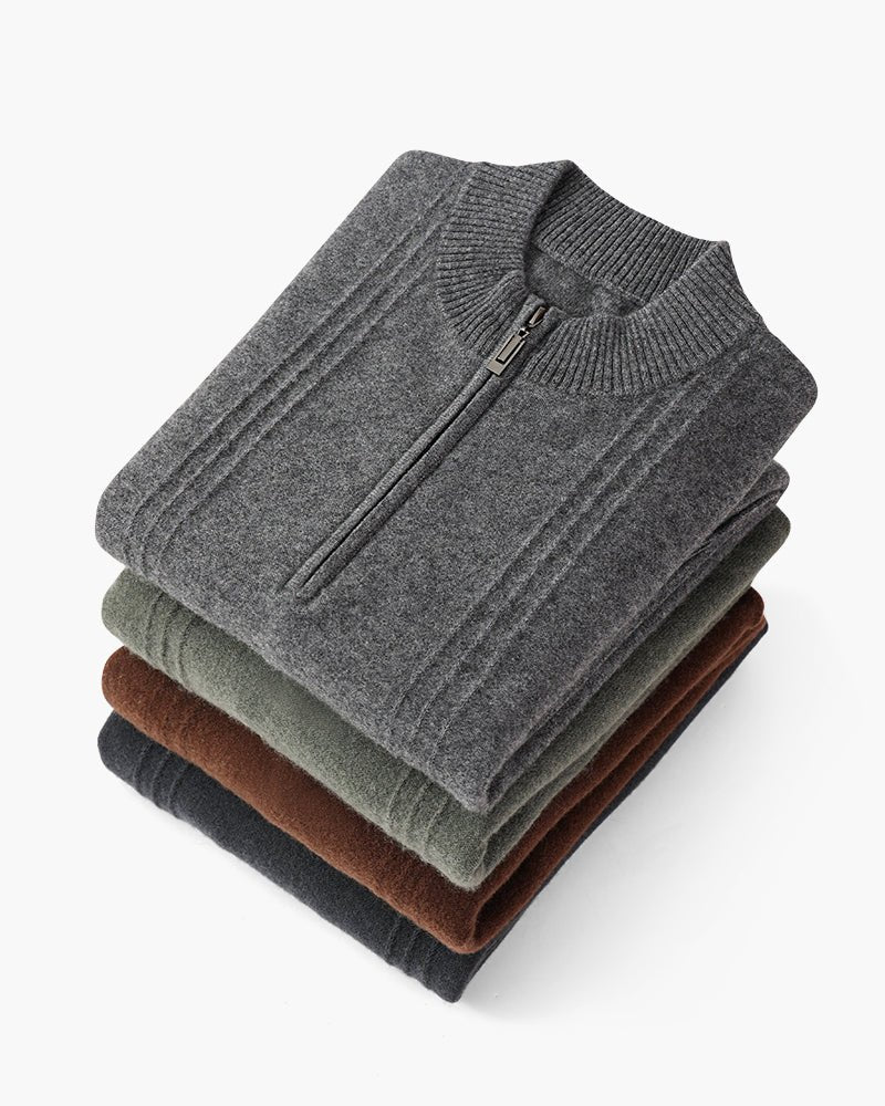 Ainsdale Men's Cashmere Ribbed Half-Zip Jumper | Velbrooke