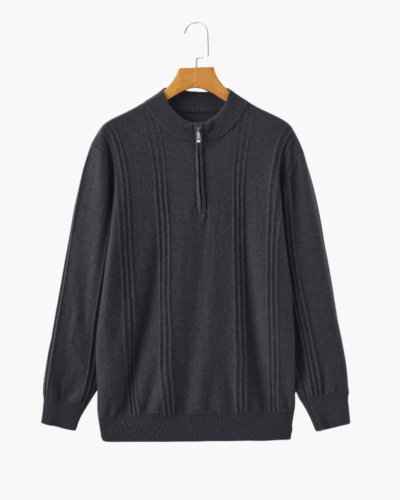Ainsdale Men's Cashmere Ribbed Half-Zip Jumper – photo 3