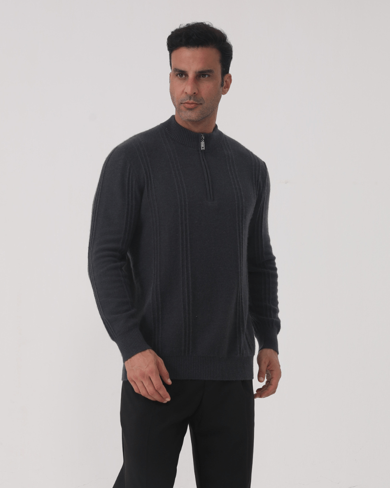 Ainsdale Men's Cashmere Ribbed Half-Zip Jumper – photo 5