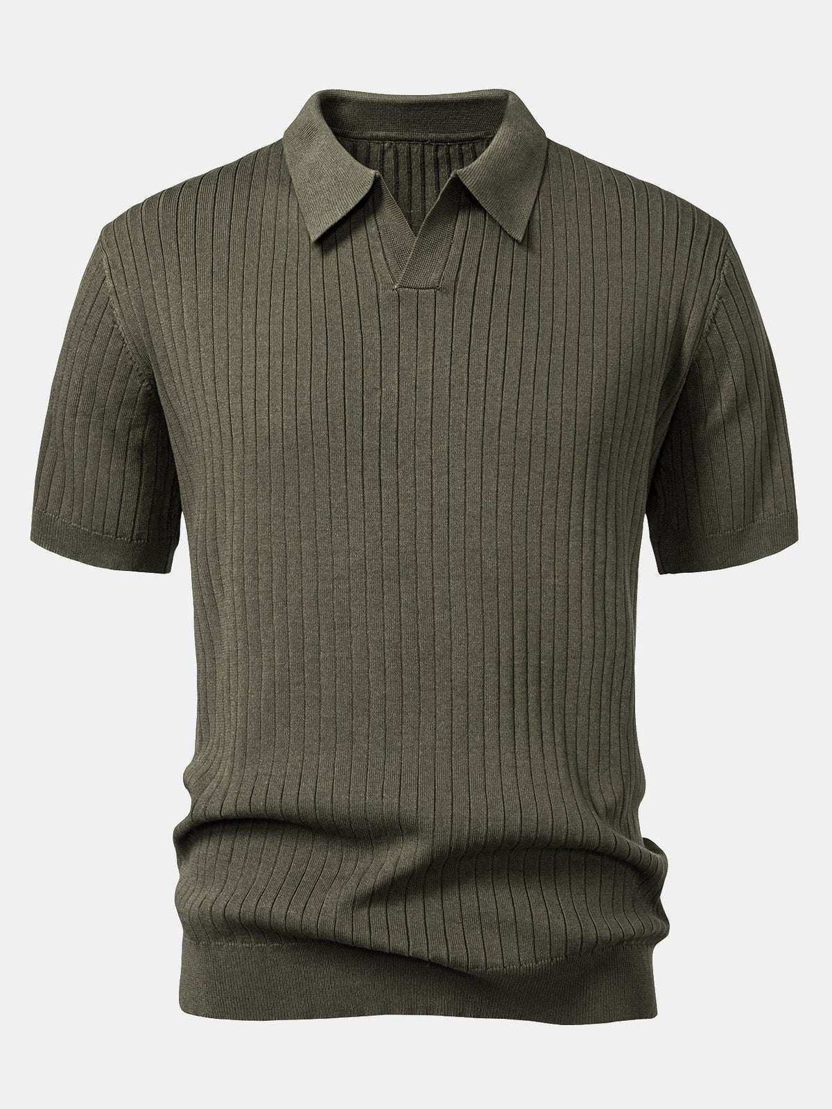 Aldon Men's Striped V-Neck Knit Polo Shirt – photo 3