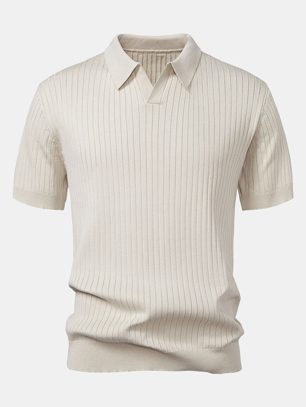 Aldon Men's Striped V-Neck Knit Polo Shirt – photo 5