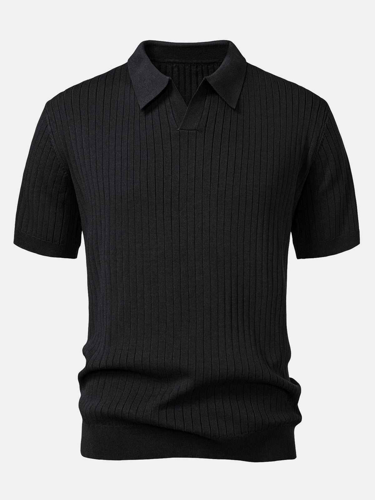 Aldon Men's Striped V-Neck Knit Polo Shirt – photo 7