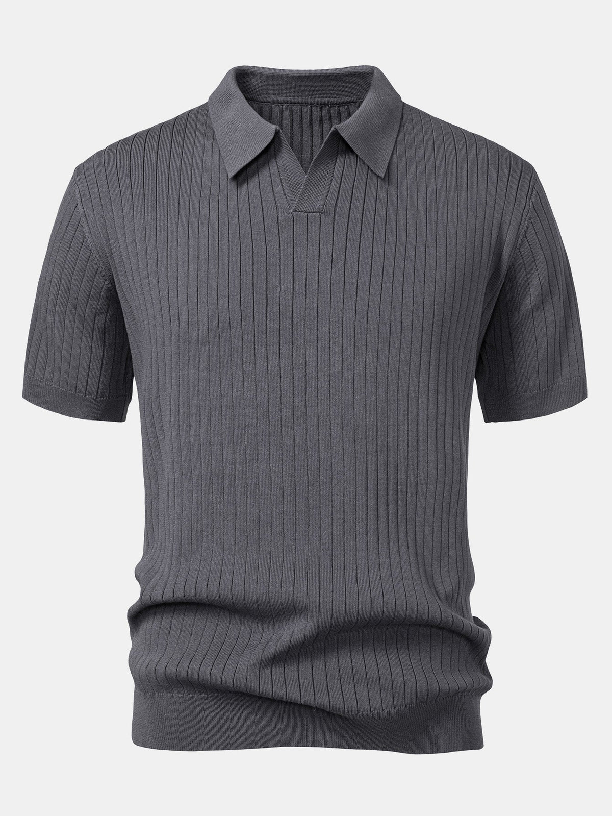 Aldon Men's Striped V-Neck Knit Polo Shirt – photo 9