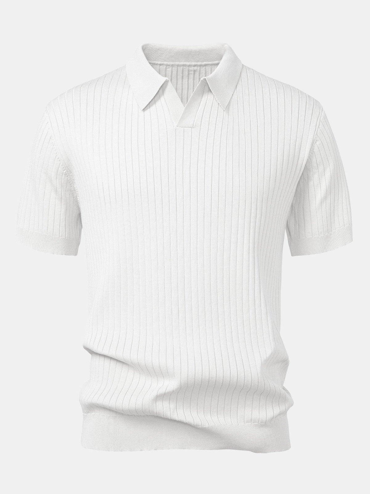 Aldon Men's Striped V-Neck Knit Polo Shirt – photo 11