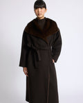 Anastasia | Long Belted Coat with Plush Collar and Lining - Chestnut | Velbrooke