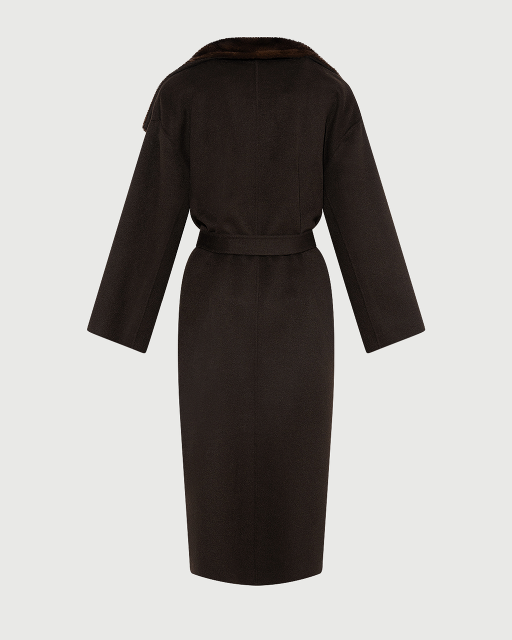 Anastasia | Long Belted Coat with Plush Collar and Lining - Chestnut – photo 6