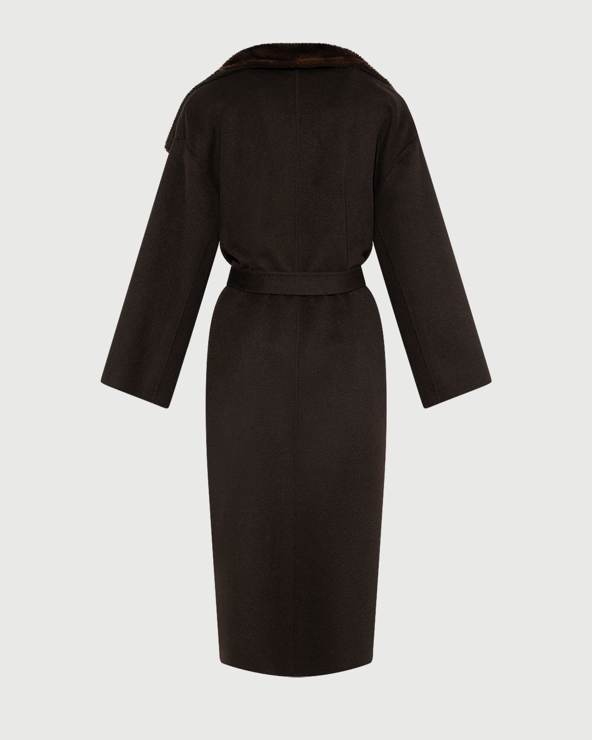 Anastasia | Long Belted Coat with Plush Collar and Lining - Chestnut – photo 6