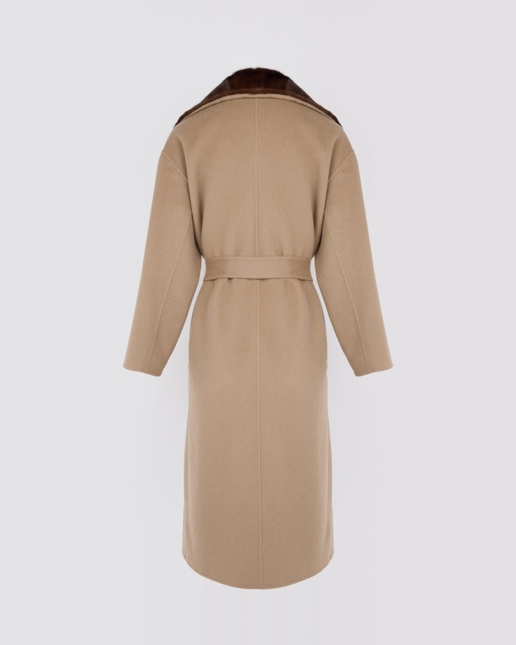 Anastasia | Long Belted Coat with Plush Collar and Lining - Oat – photo 6
