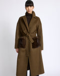 Aurelia | Long Belted Coat with Plush Patch Pockets - Espresso | Velbrooke