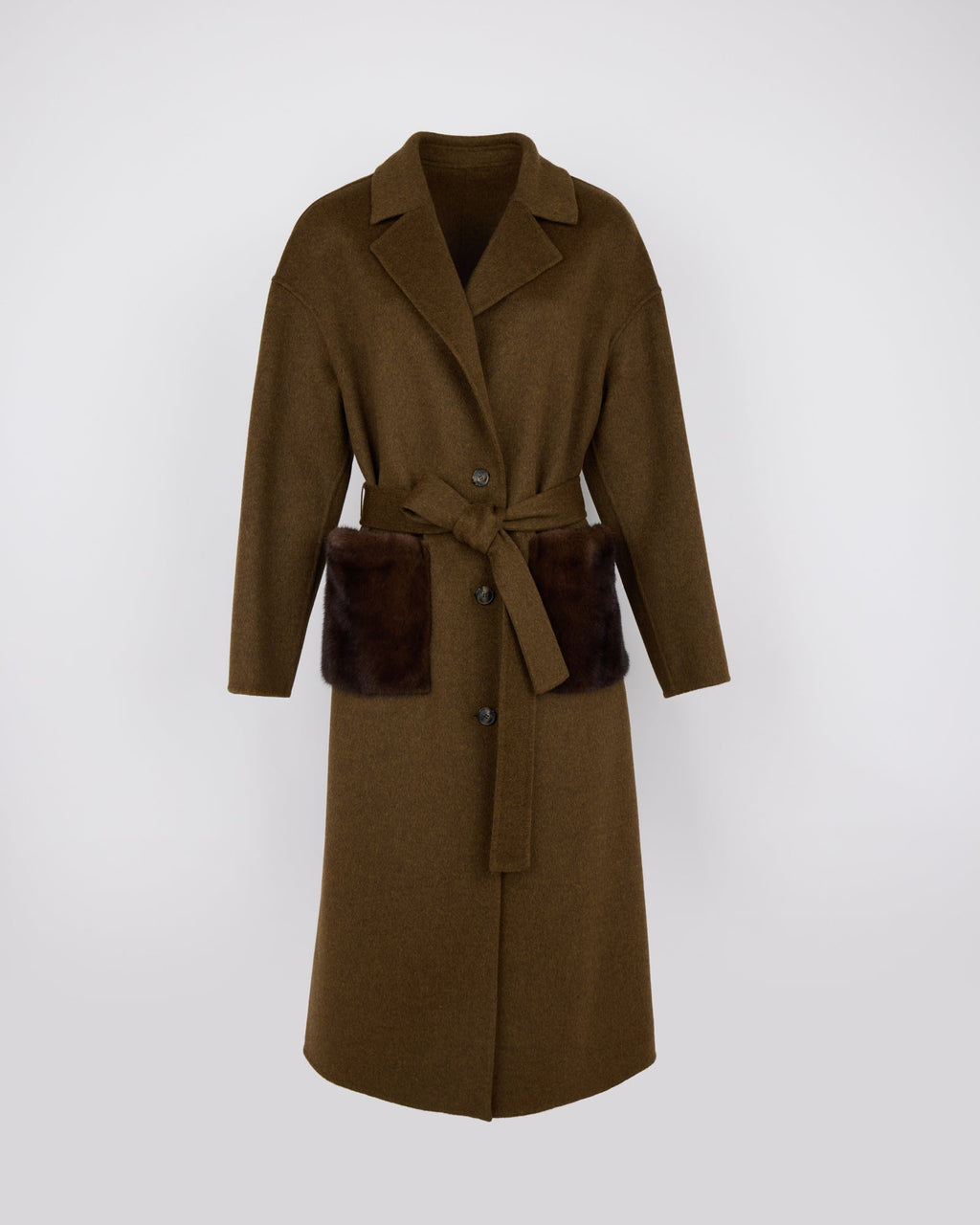 Aurelia | Long Belted Coat with Plush Patch Pockets - Espresso – photo 5