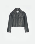 Blythe | Cropped Oversized Shirt Jacket - Pine | Velbrooke