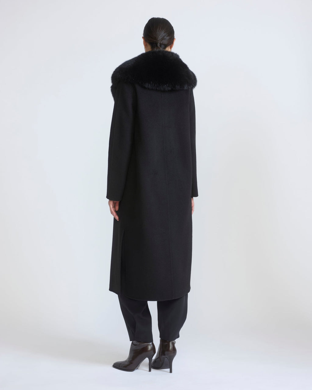 Celestine | Belted Coat with Plush Collar and Lapels - Black – photo 4