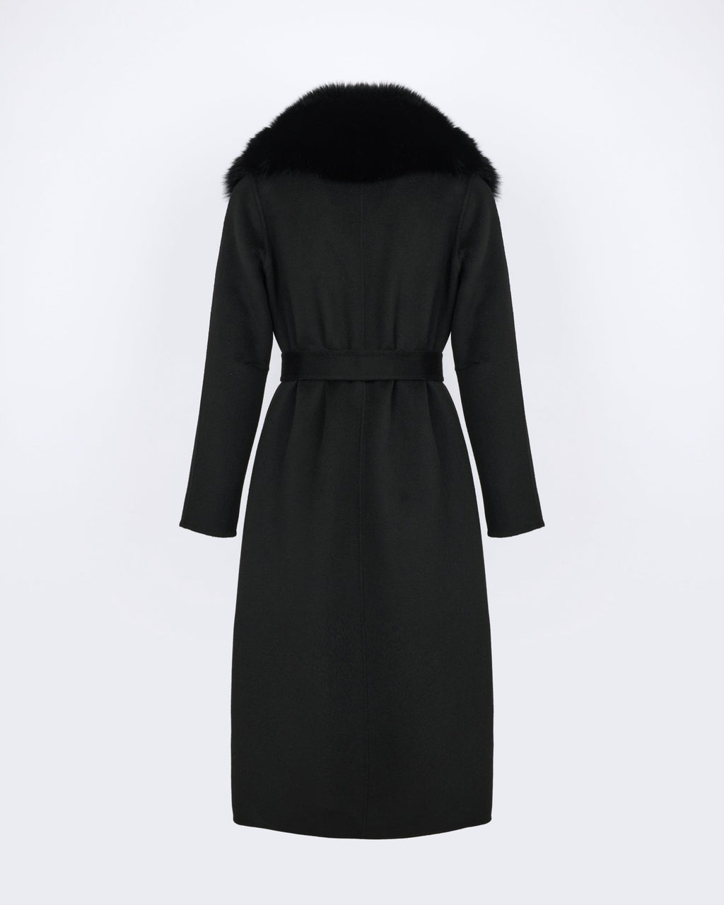 Celestine | Belted Coat with Plush Collar and Lapels - Black – photo 6