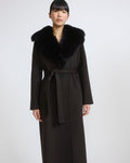 Celestine | Belted Coat with Plush Collar and Lapels - Chestnut | Velbrooke