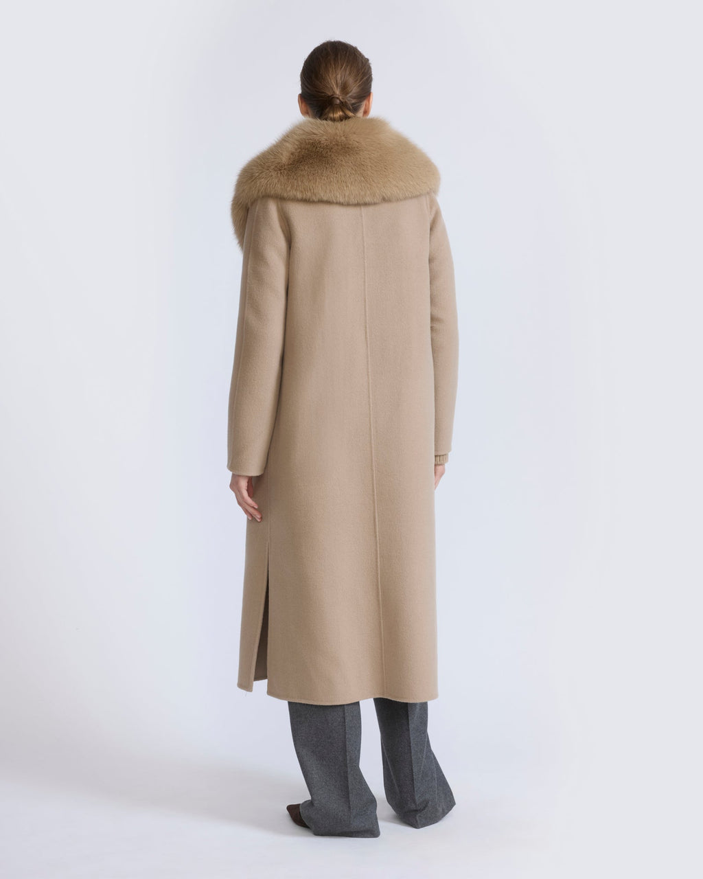 Celestine | Belted Coat with Plush Collar and Lapels - Oat – photo 3