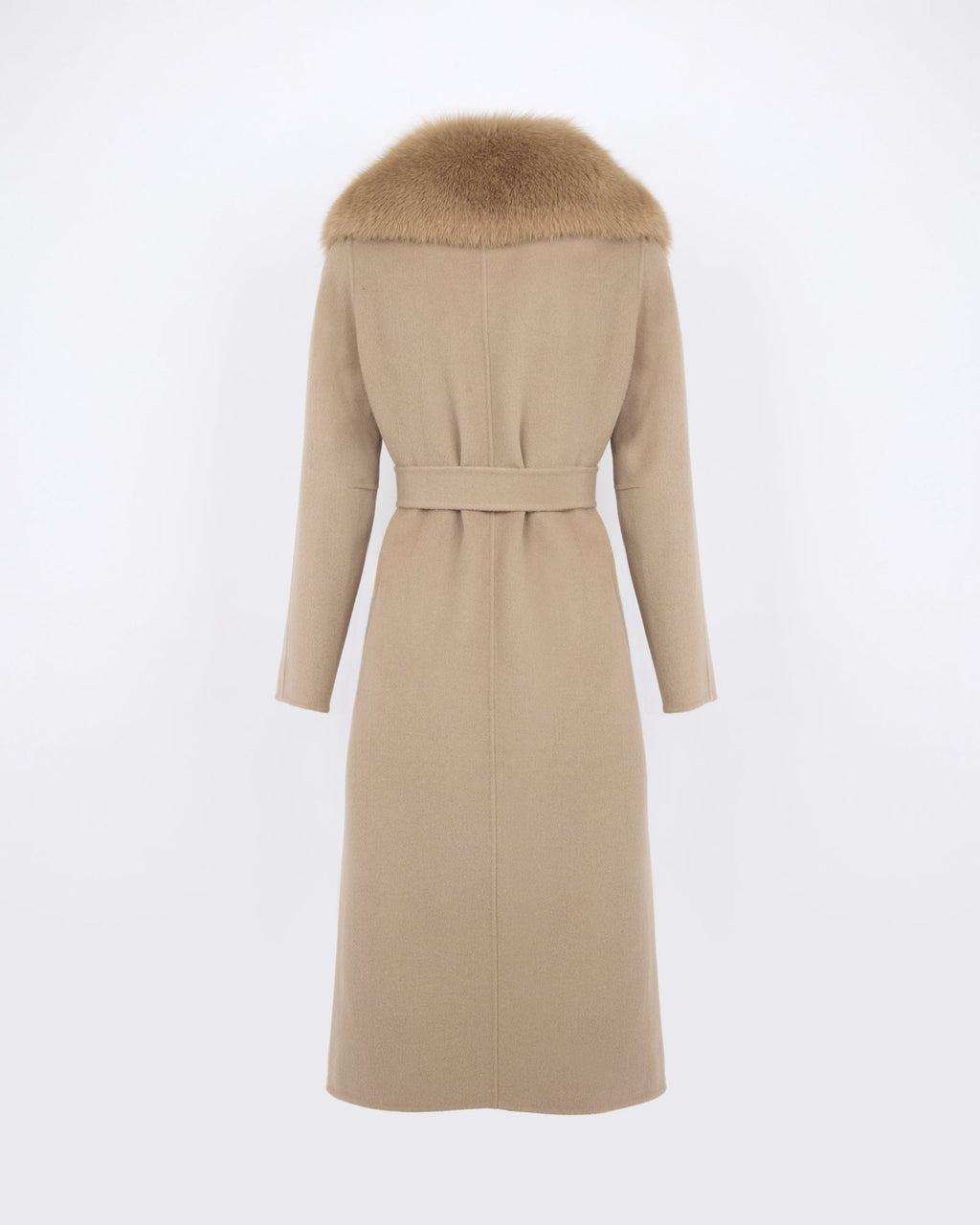 Celestine | Belted Coat with Plush Collar and Lapels - Oat – photo 5