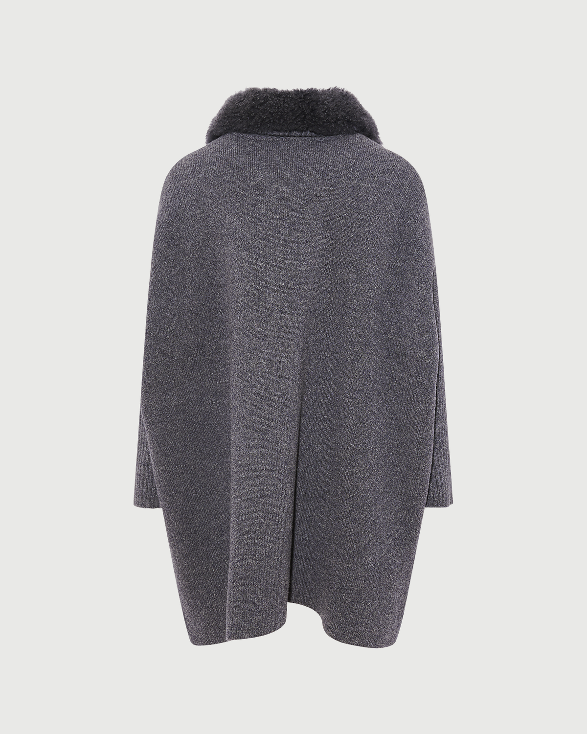 Clara | Oversized Knit Coat with Detachable Collar - Blue Grey – photo 7
