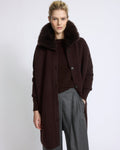 Clara | Oversized Knit Coat with Detachable Collar - Mocha | Velbrooke