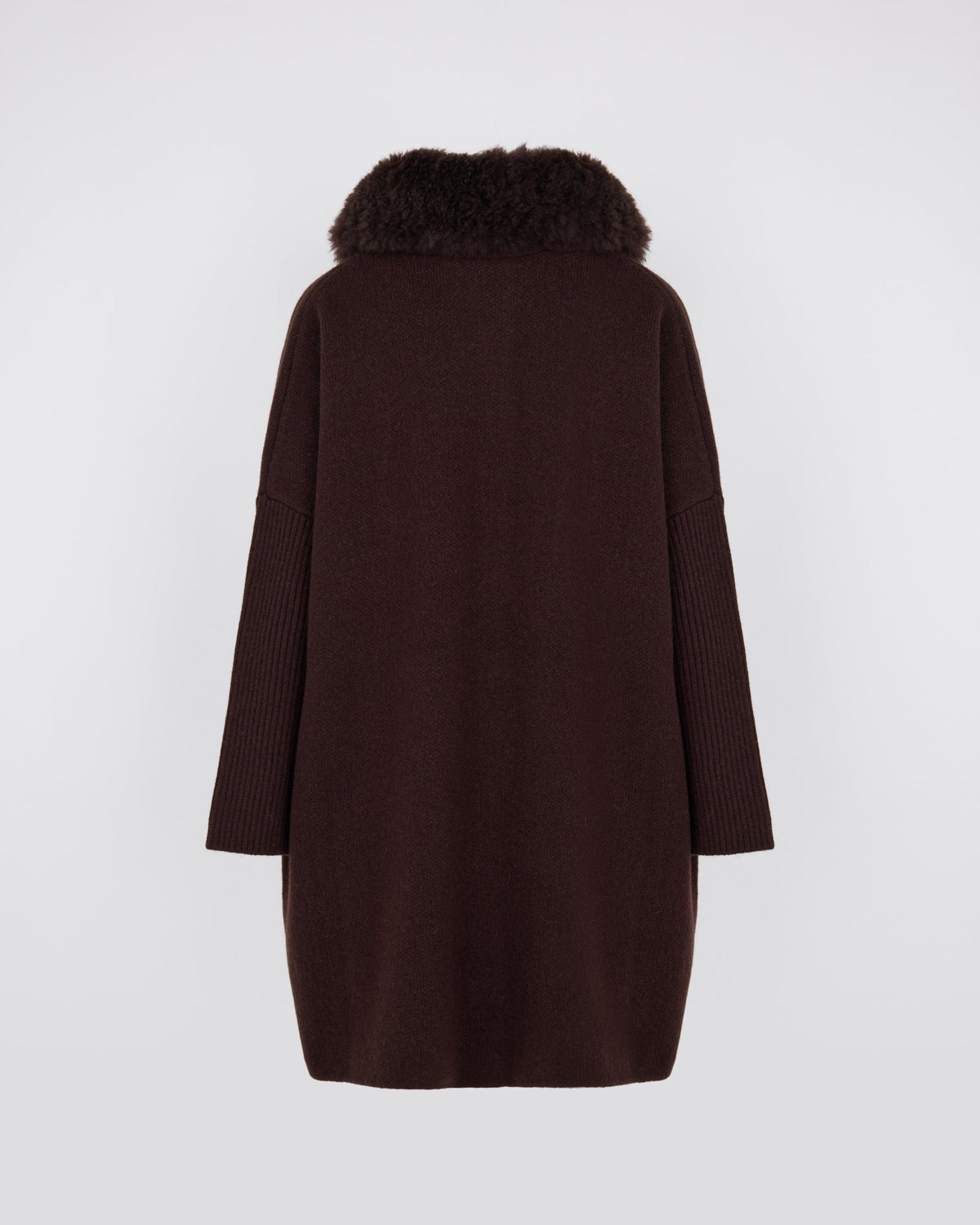 Clara | Oversized Knit Coat with Detachable Collar - Mocha – photo 6