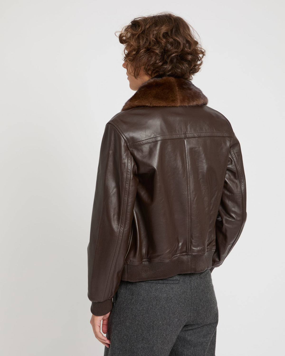 Cordelia | Retro Bomber Jacket with Detachable Collar - Cocoa – photo 4