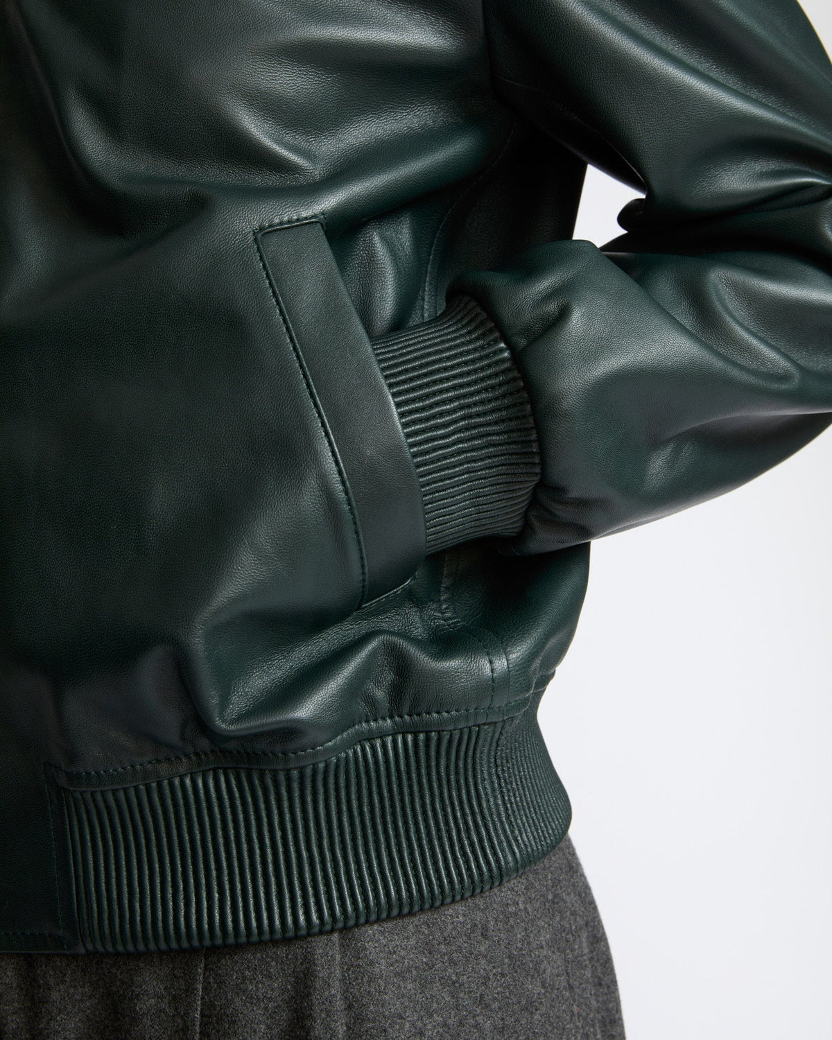 Cordelia | Retro Bomber Jacket with Detachable Collar - Forest Green – photo 3