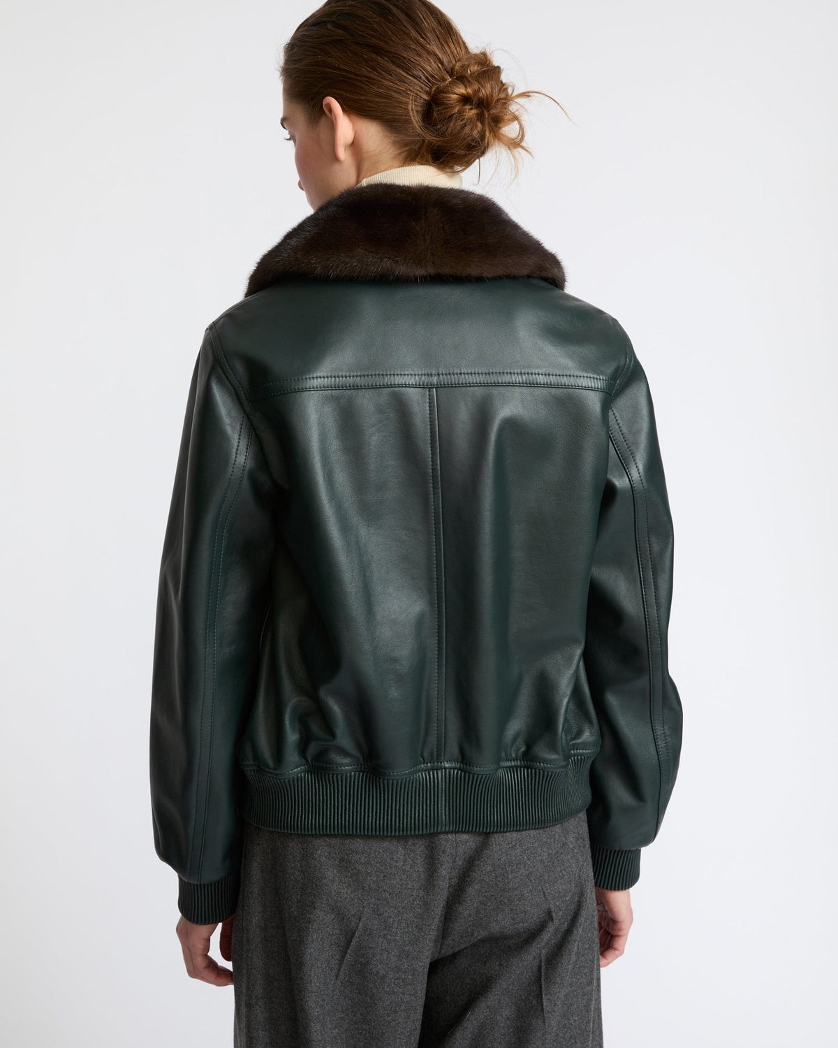 Cordelia | Retro Bomber Jacket with Detachable Collar - Forest Green – photo 5