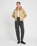 Cordelia | Retro Bomber Jacket with Detachable Collar - Oat | Velbrooke