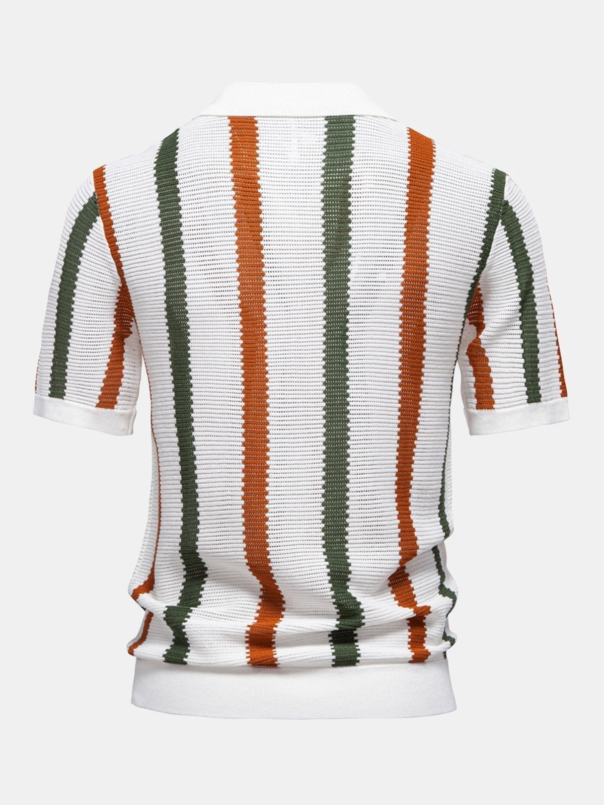 Crane Men's Contrast Stripe V-Neck Knit Polo Shirt – photo 2