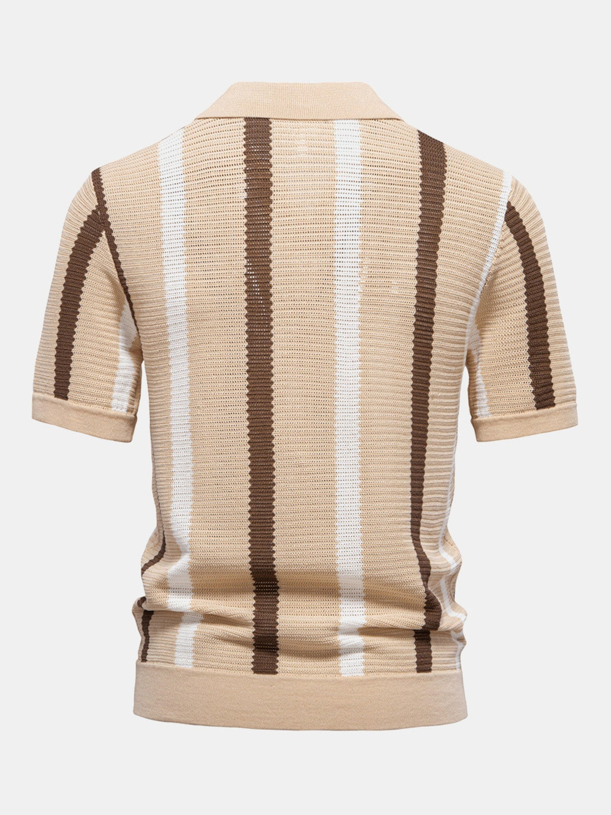 Crane Men's Contrast Stripe V-Neck Knit Polo Shirt – photo 4