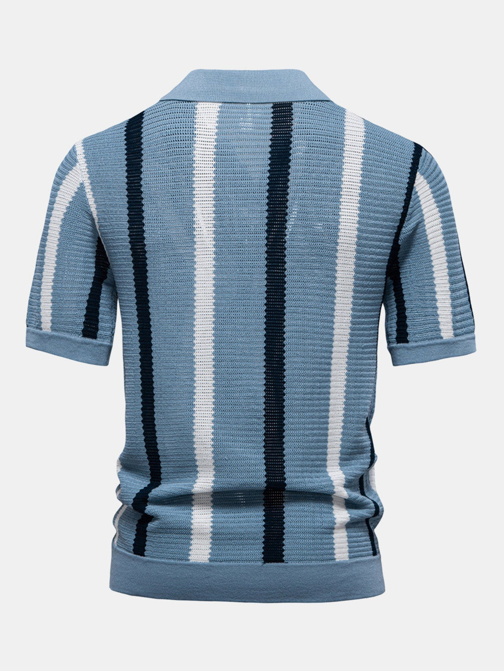 Crane Men's Contrast Stripe V-Neck Knit Polo Shirt – photo 6