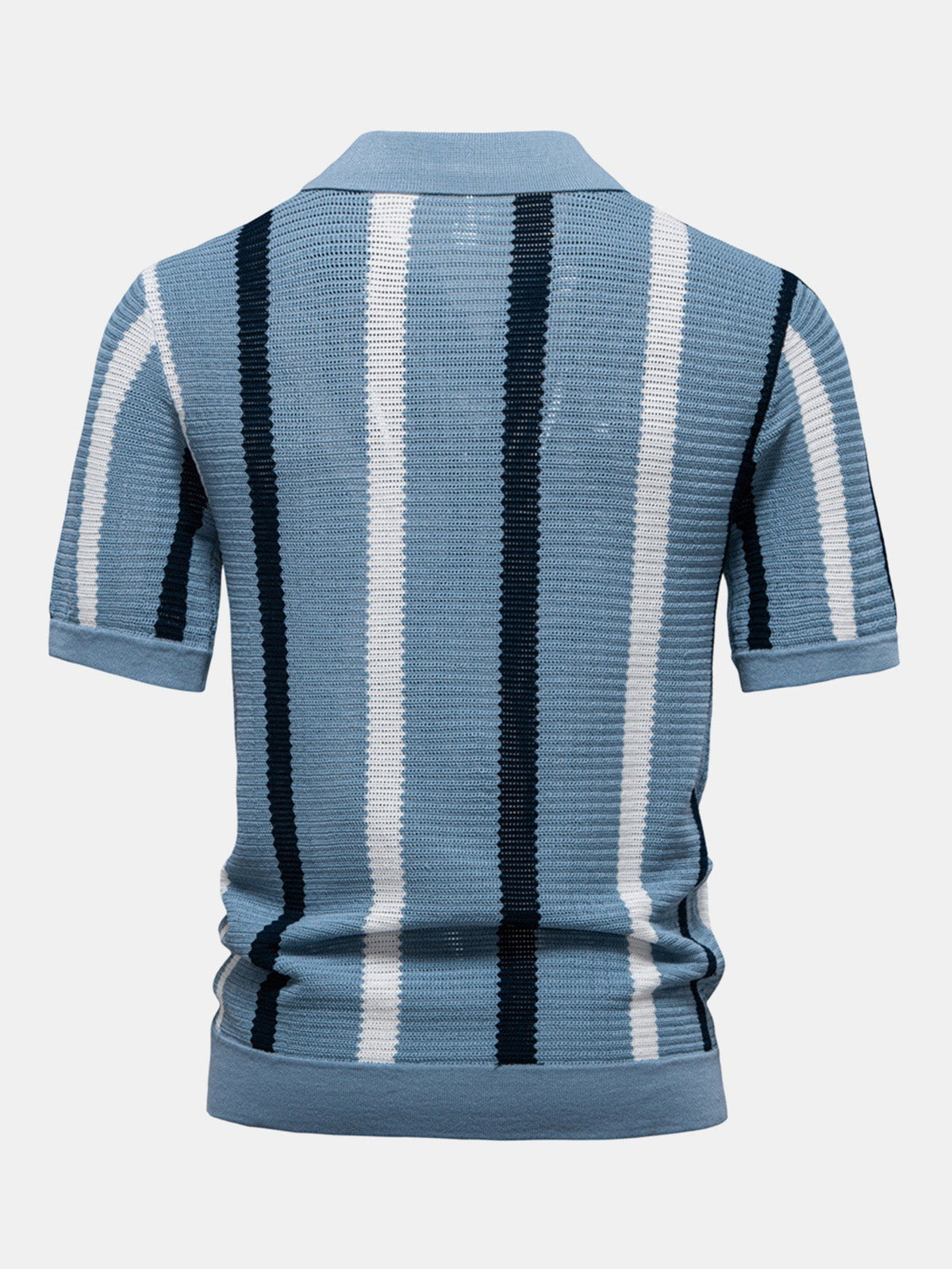 Crane Men's Contrast Stripe V-Neck Knit Polo Shirt – photo 6