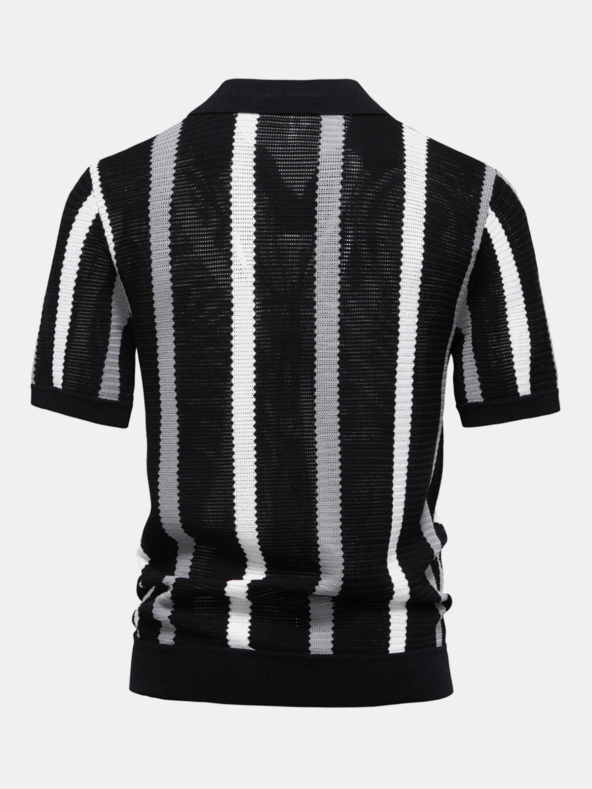 Crane Men's Contrast Stripe V-Neck Knit Polo Shirt – photo 8