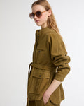 Delphine | Belted Safari Jacket - Sage Green | Velbrooke