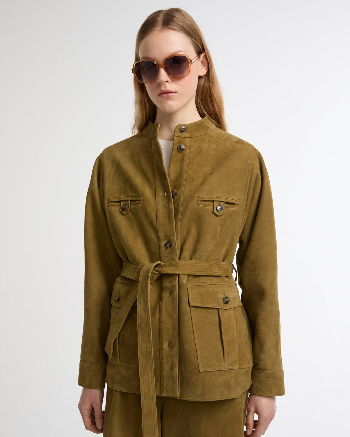 Delphine | Belted Safari Jacket - Sage Green – photo 4