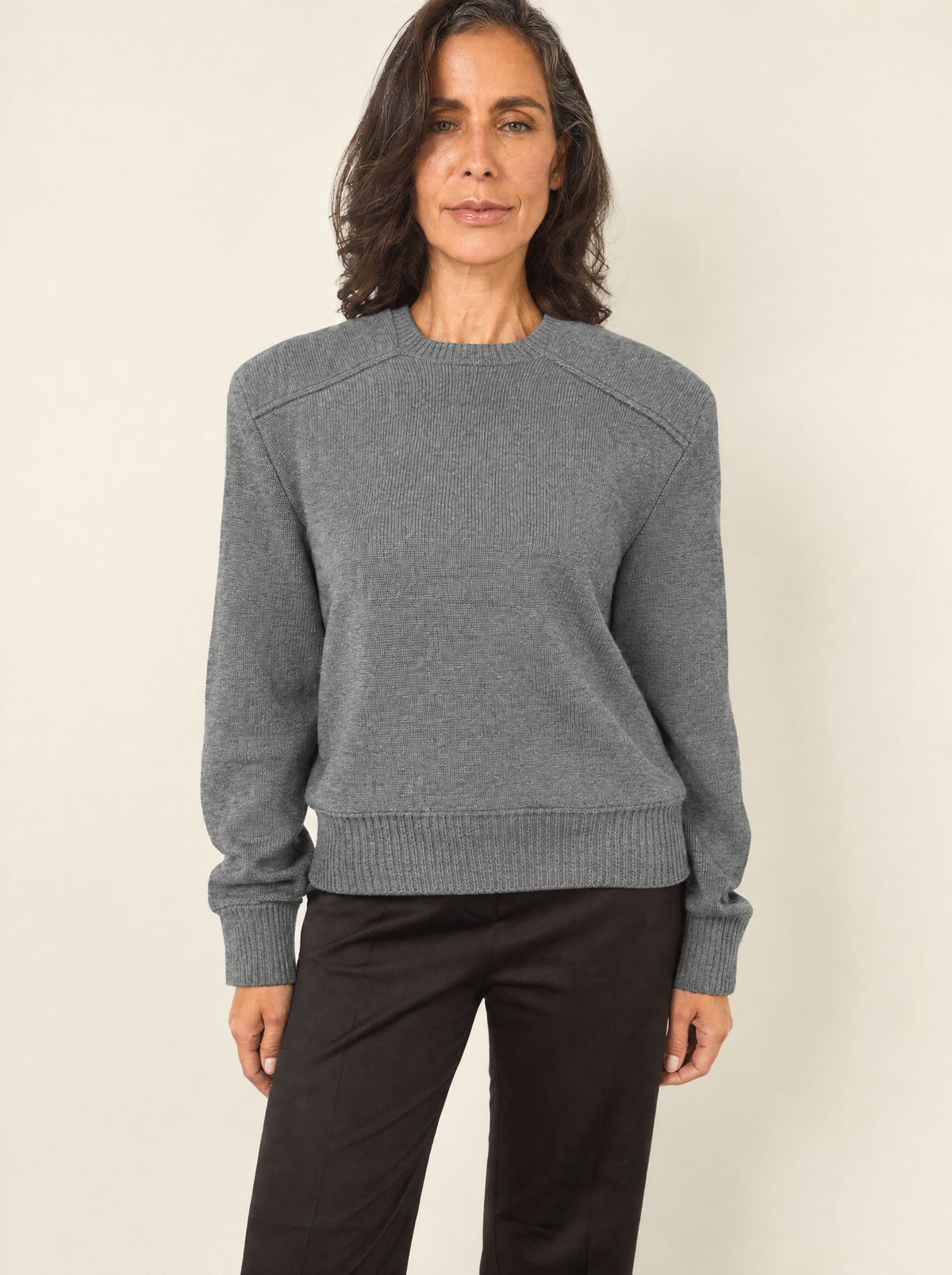 Delphine | Structured Shoulder Jumper – Grey