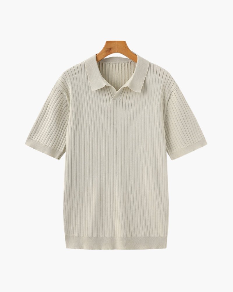 Denford Men's Ribbed Knit Polo Shirt | Velbrooke