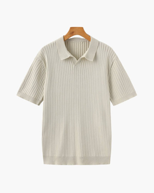 Denford Men's Ribbed Knit Polo Shirt | Velbrooke