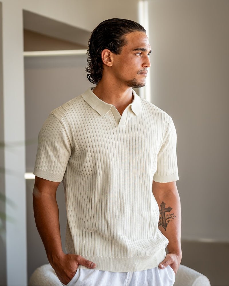 Denford Men's Ribbed Knit Polo Shirt – photo 2