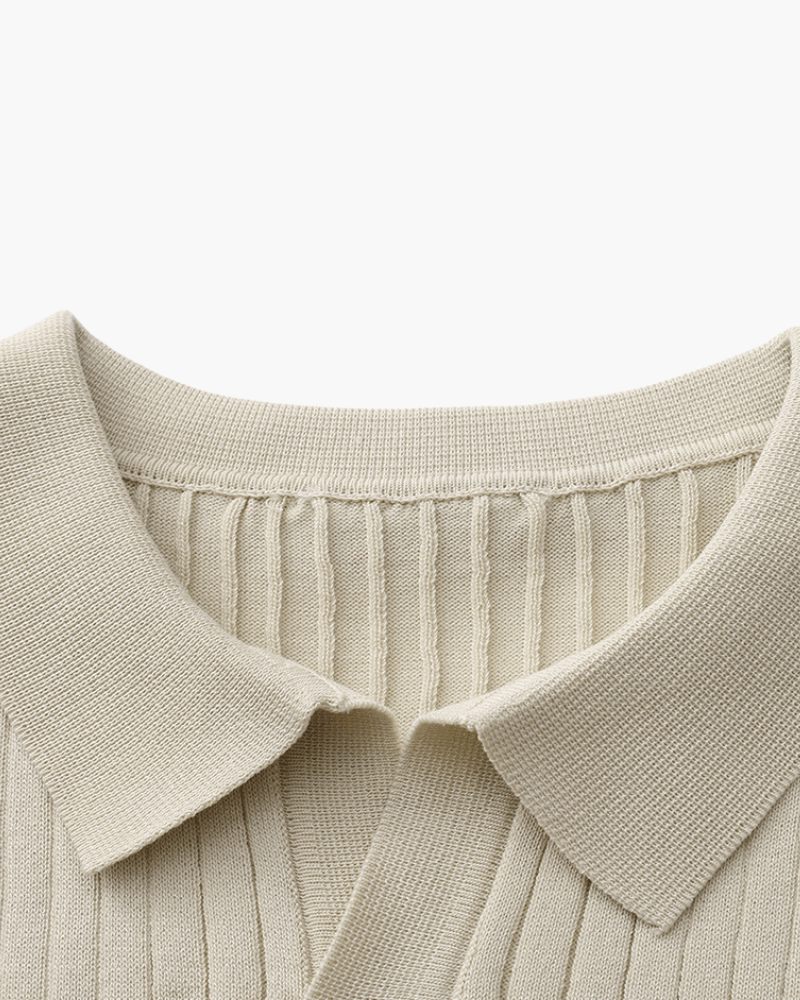 Denford Men's Ribbed Knit Polo Shirt – photo 5