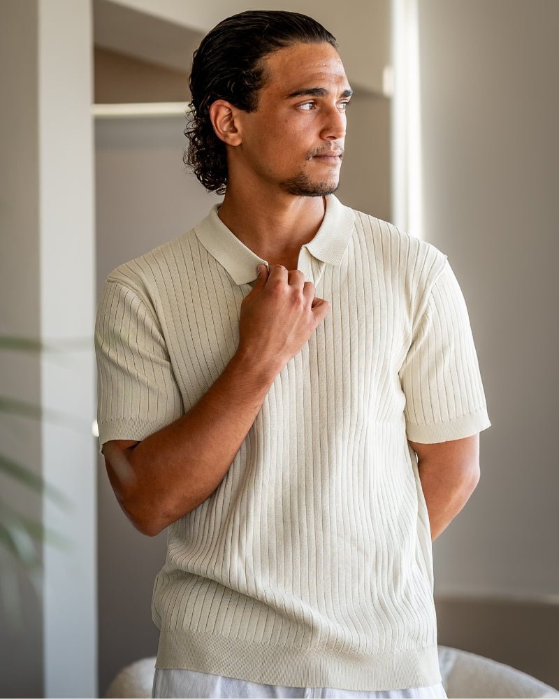 Denford Men's Ribbed Knit Polo Shirt – photo 6