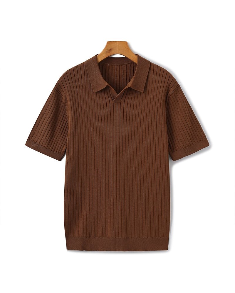 Denford Men's Ribbed Knit Polo Shirt – photo 12