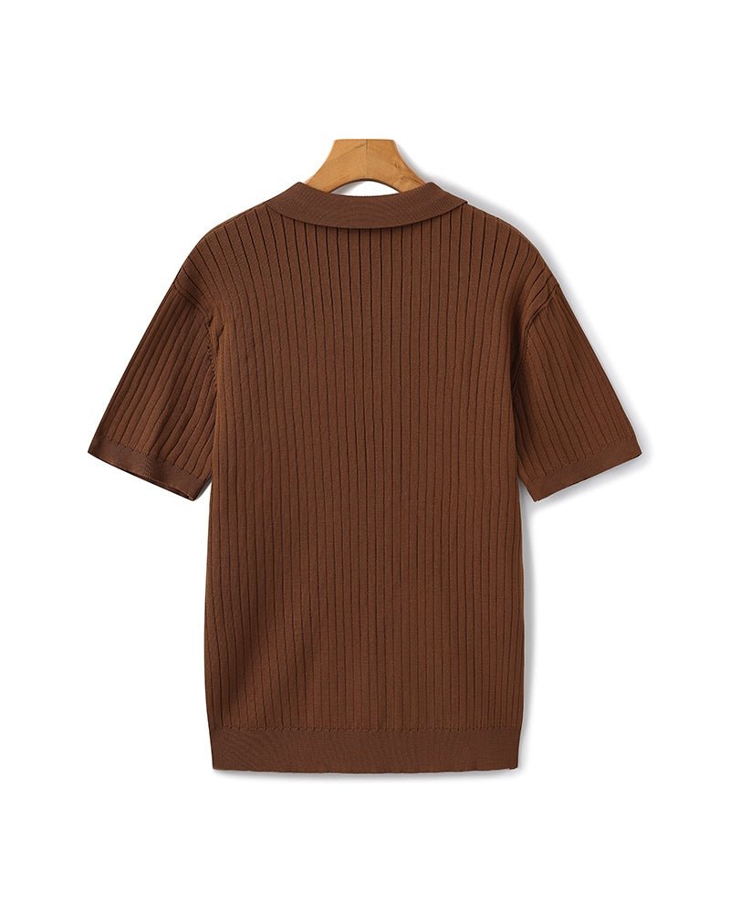 Denford Men's Ribbed Knit Polo Shirt – photo 13