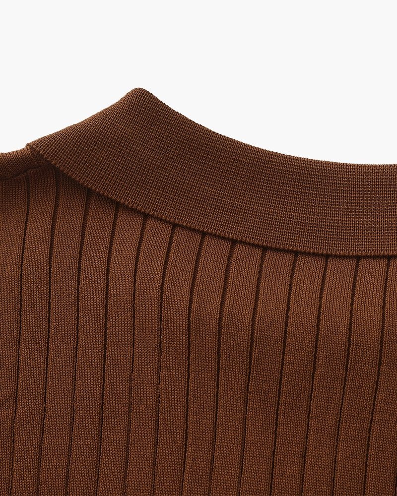 Denford Men's Ribbed Knit Polo Shirt – photo 15