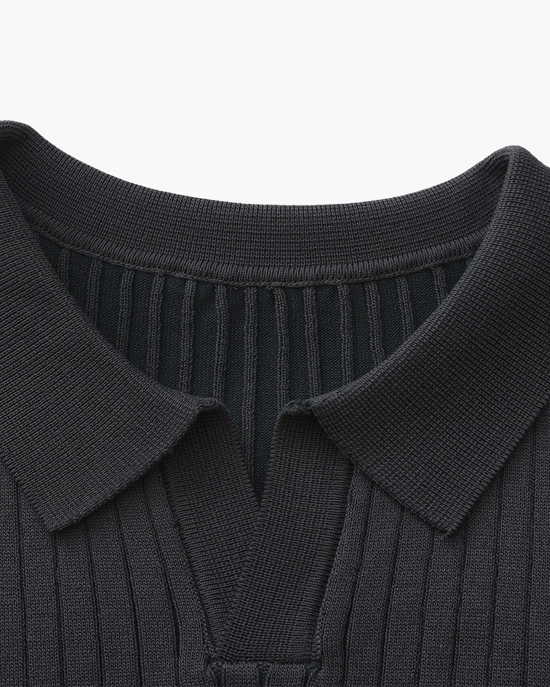 Denford Men's Ribbed Knit Polo Shirt – photo 19