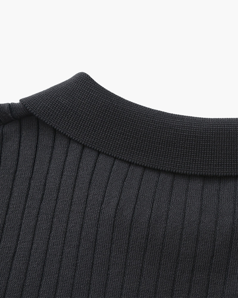 Denford Men's Ribbed Knit Polo Shirt – photo 21