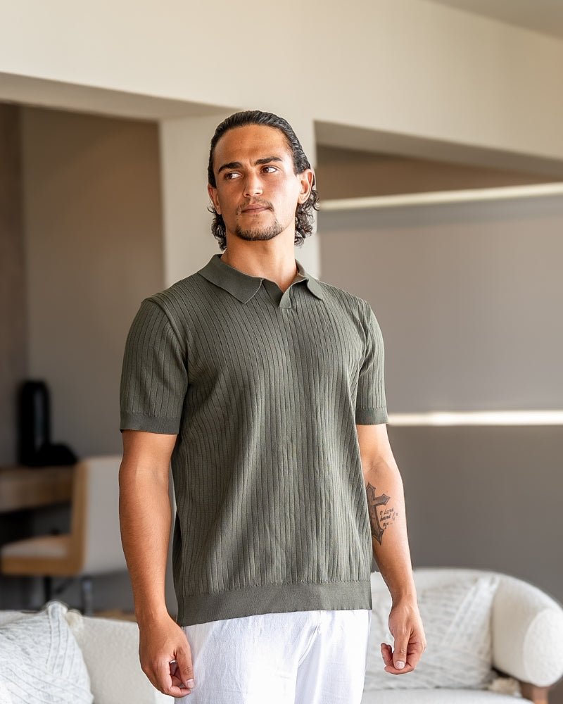 Denford Men's Ribbed Knit Polo Shirt – photo 23