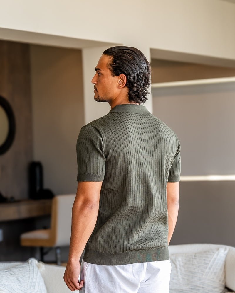 Denford Men's Ribbed Knit Polo Shirt – photo 24