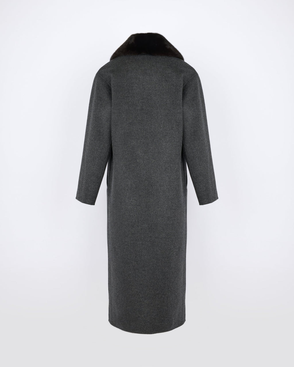 Eleanor | Long Double-Breasted Coat with Detachable Plush Collar - Grey – photo 6