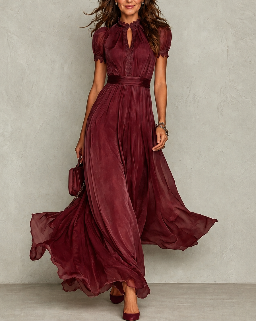 Elspeth | Ruffle Neck Pleated Dress – photo 2